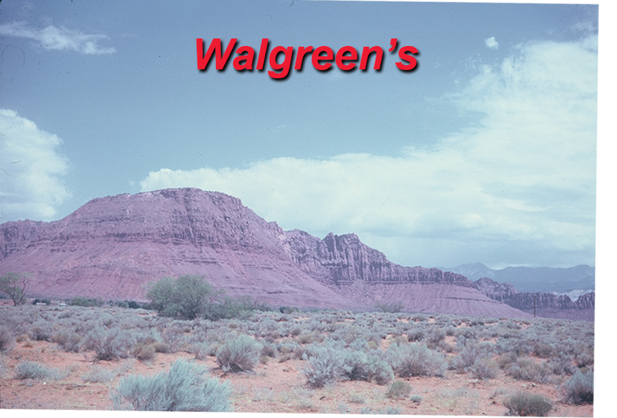 Mountain desert slide scanned by Walgreens—weaker color and contrast