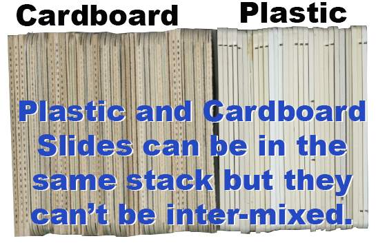Diagram showing plastic and cardboard slides grouped separately