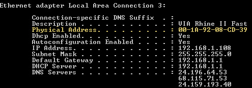 finding your mac address