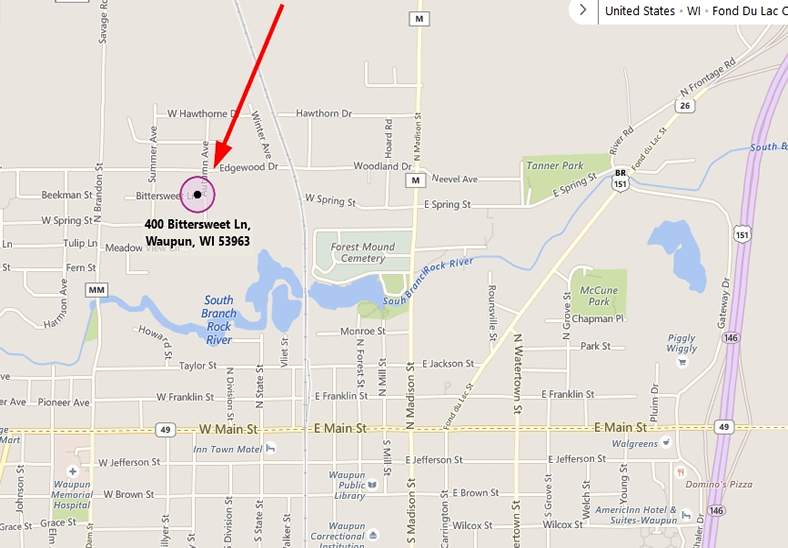 Map to Old Photo Waupun, Wisconsin office