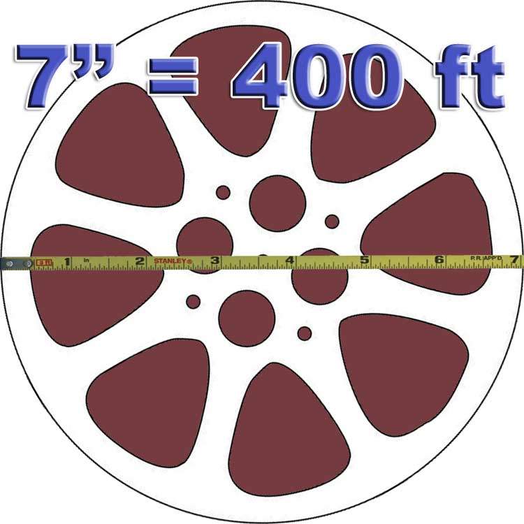 7-inch movie reel example used to estimate about 400 feet