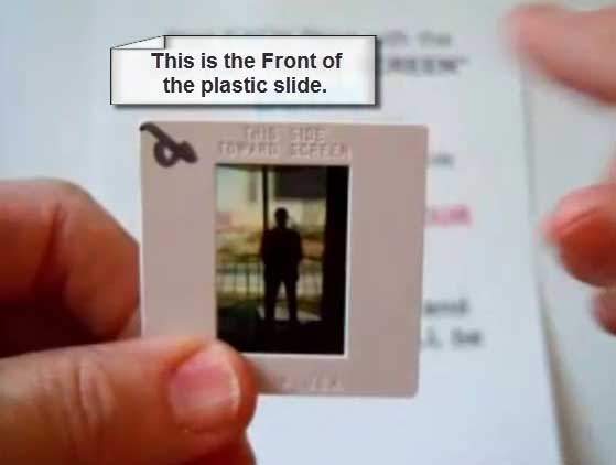 Front of slide shown before flipping onto the stack