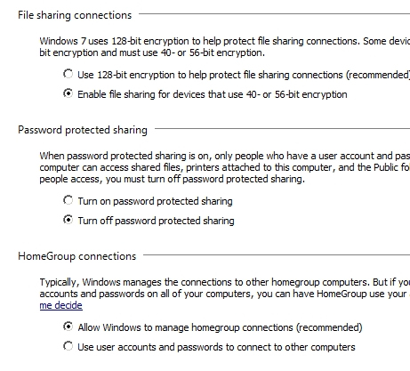 Change your sharing options for different network profiles 2