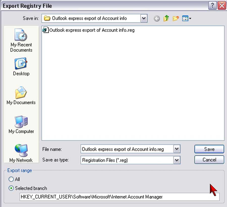 export registry file