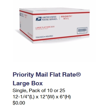 USPS Priority Mail box 12 × 12 × 6 inches