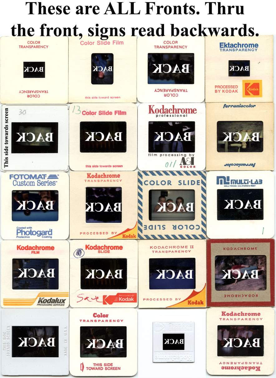 Example showing the fronts of slides with logos facing the correct direction
