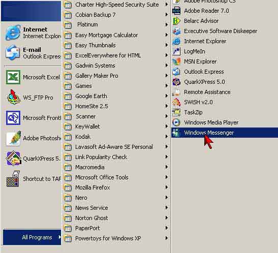 sort start menu in windows xp