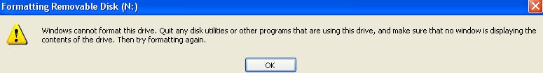 unable to format thumbdrives