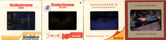 Examples of slide Fronts with colorful logos; these should face up in the stack