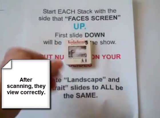 Checking slide orientation during stacking