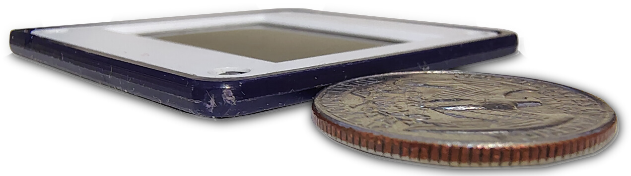 Slide thickness compared to a quarter